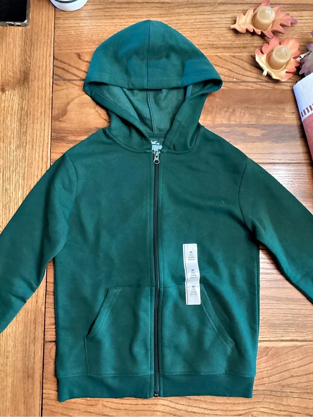 Wonder Nation Kids Full Zip Fleece Hoodie Green